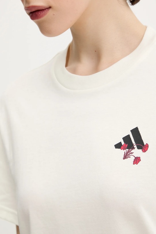adidas t-shirt bawełniany Floral KB2488 beżowy
