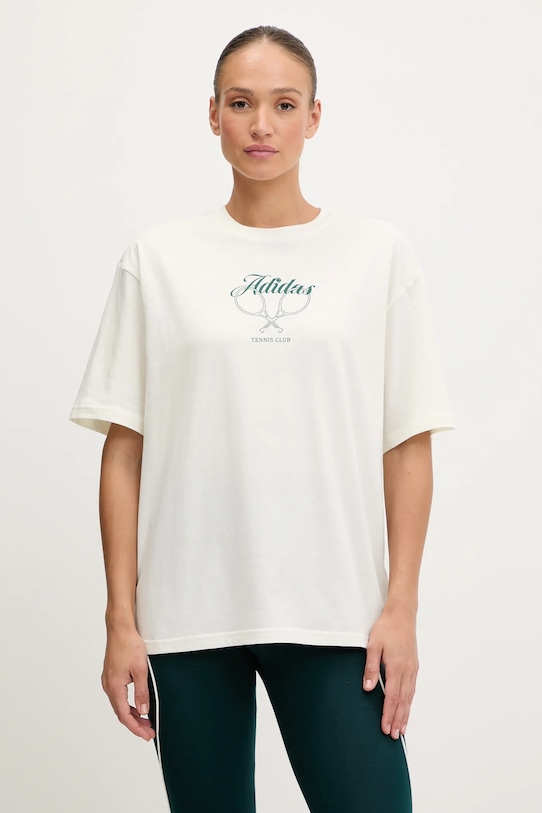 adidas t-shirt bawełniany Country Club Graphic T-Shirt nadruk beżowy KB2491