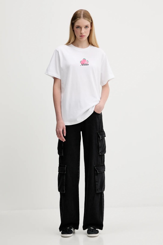 adidas tricou din bumbac FARMMKT KC2325 alb AW25