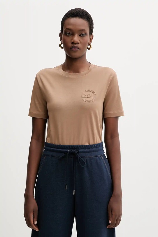 MM t-shirt bawełniany GATTONI regular brązowy 2526946058600