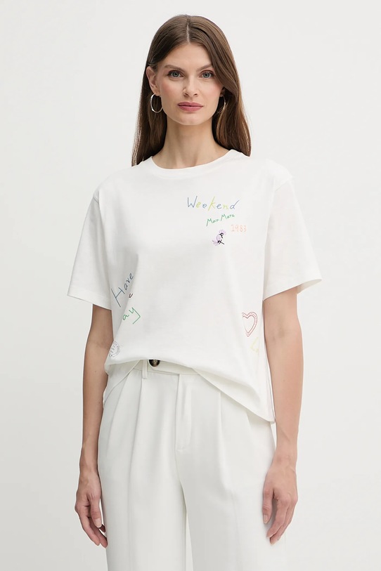 Weekend Max Mara tricou din bumbac imprimeu alb 2525976051600