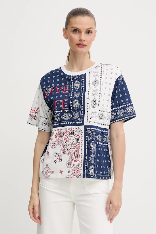 Weekend Max Mara tricou din bumbac imprimeu alb 2525976051600