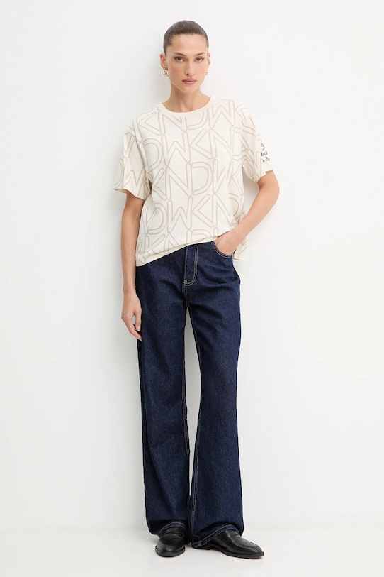 Weekend Max Mara t-shirt bawełniany 2525976051600 beżowy AW25