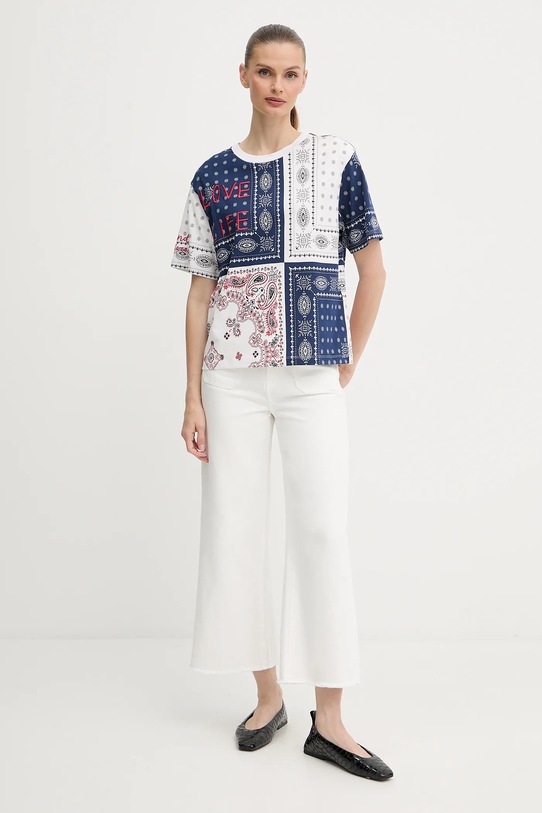 Bavlnené tričko Weekend Max Mara 2525976051600 tmavomodrá AW25