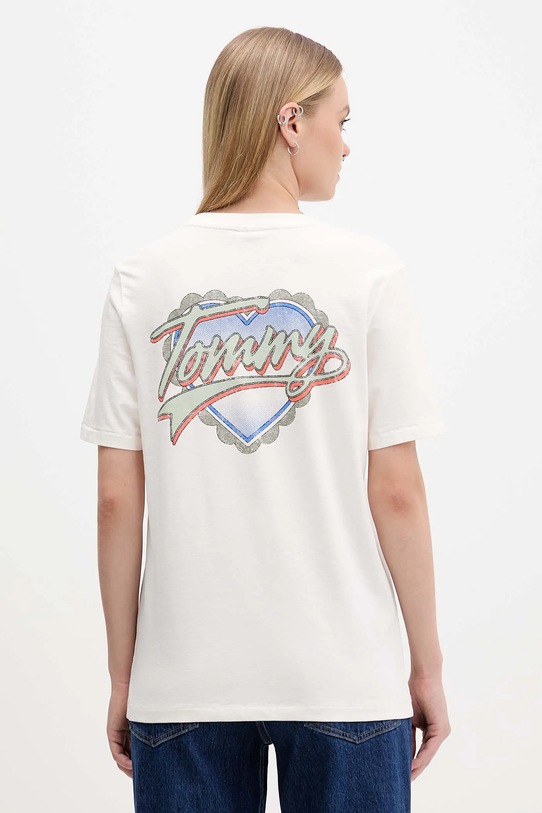 Ρούχα Βαμβακερό μπλουζάκι Tommy Jeans DW0DW21524 μπεζ
