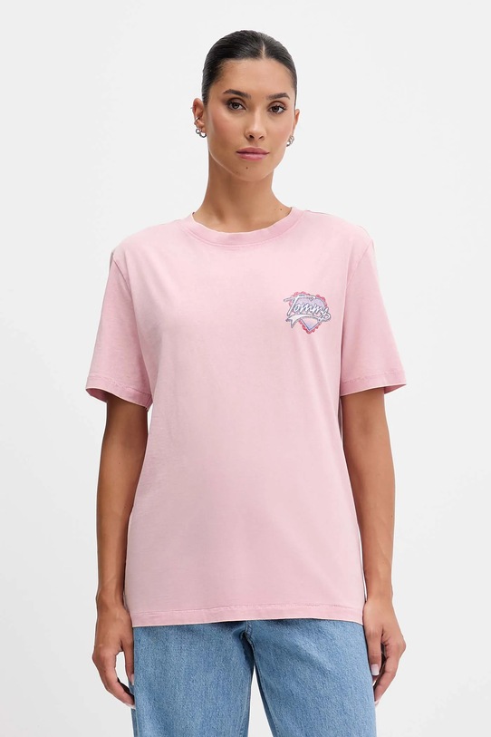 Odzież Tommy Jeans t-shirt bawełniany DW0DW21524 różowy