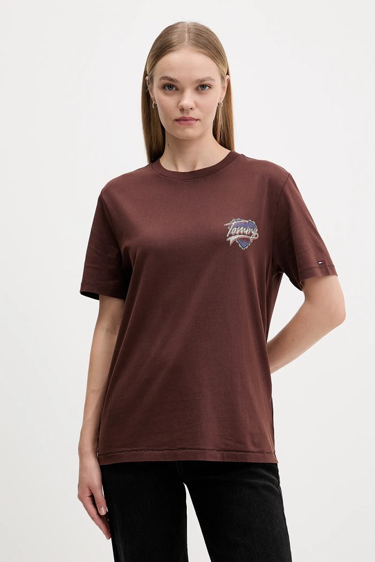 Oblečení Bavlněné tričko Tommy Jeans DW0DW21524 hnědá
