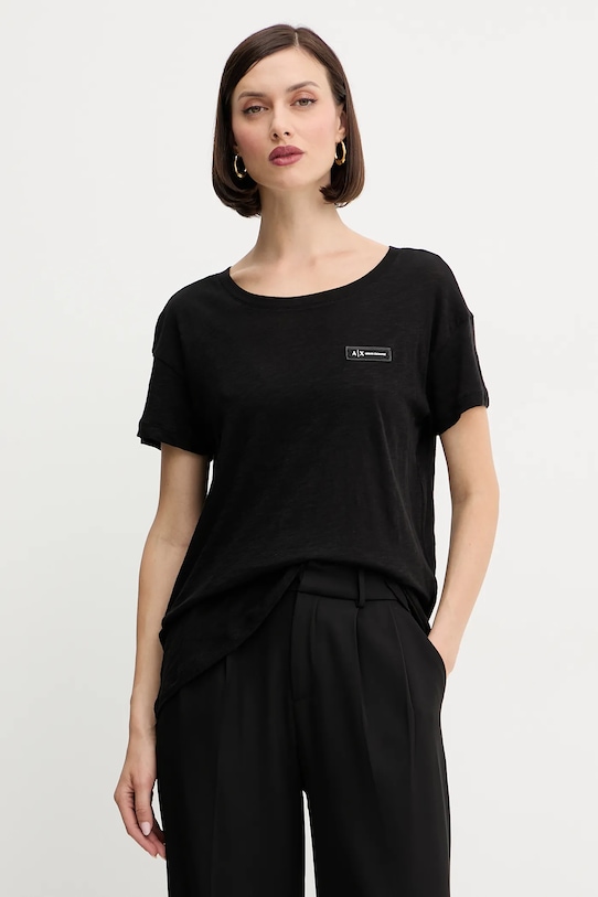 Pamučna majica Armani Exchange bez uzorka crna XW001363.AF16296