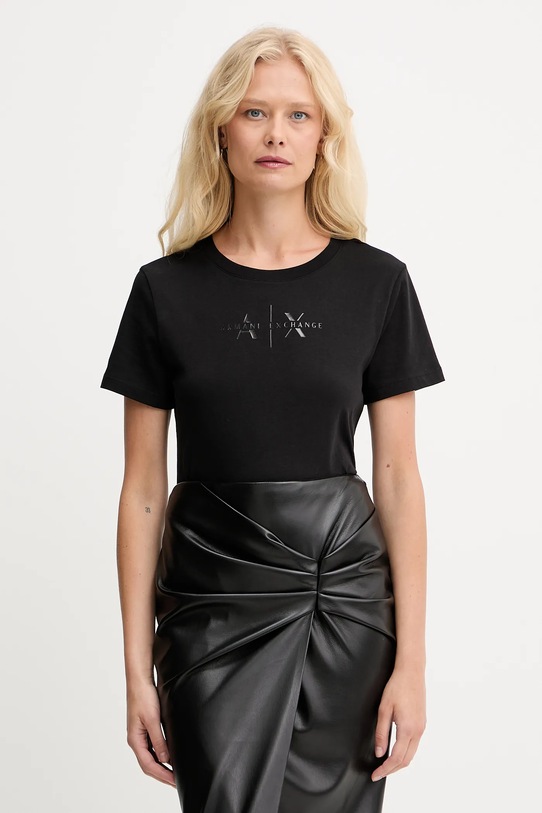 Armani Exchange t-shirt bawełniany nadruk czarny XW001366.AF10356