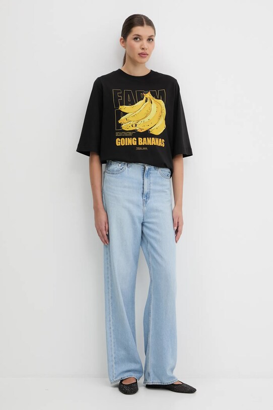 Хлопковая футболка Farm Rio 336499 чёрный AW25