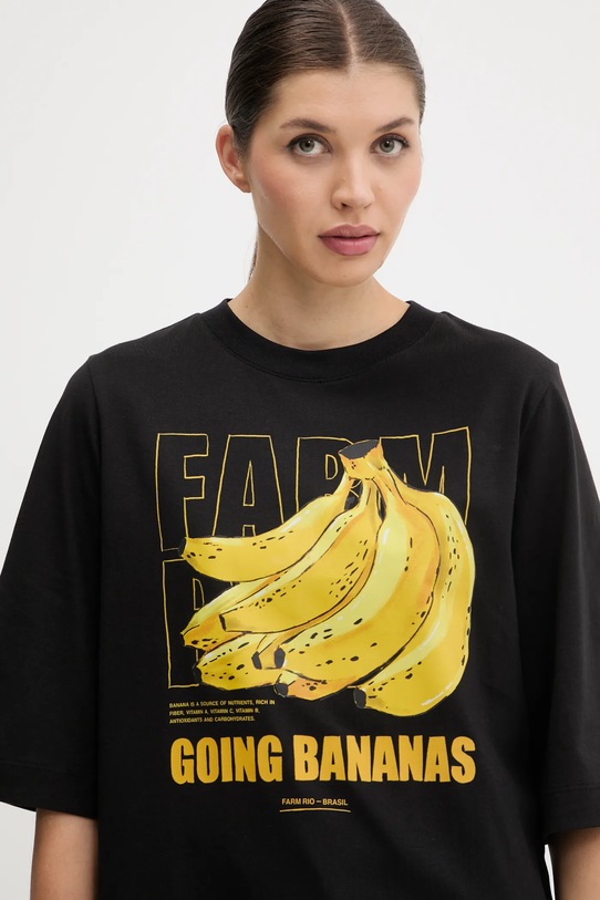 Farm Rio t-shirt bawełniany czarny 336499