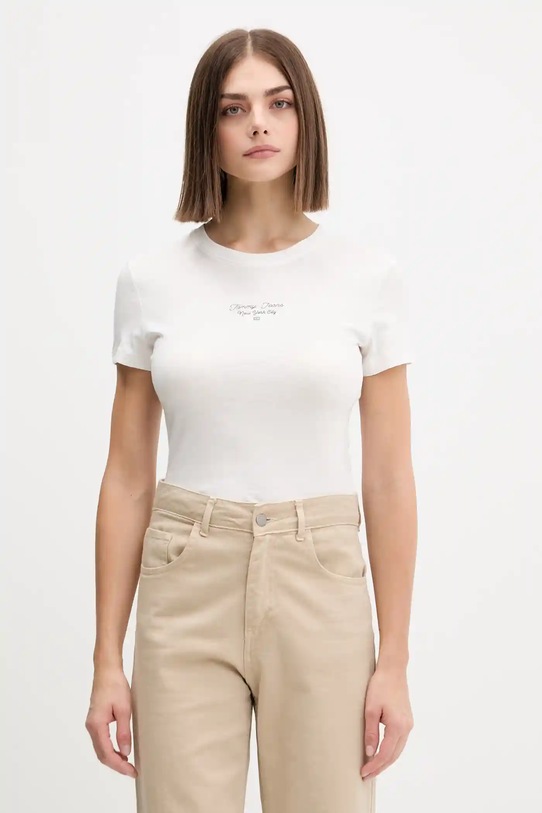 Μπλουζάκι Tommy Jeans στάμπα λευκό DW0DW21542