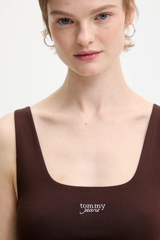 Tommy Jeans top brązowy DW0DW21564