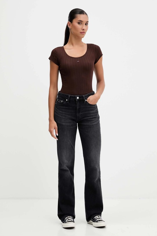 Tommy Jeans t-shirt DW0DW21570 brązowy AW25