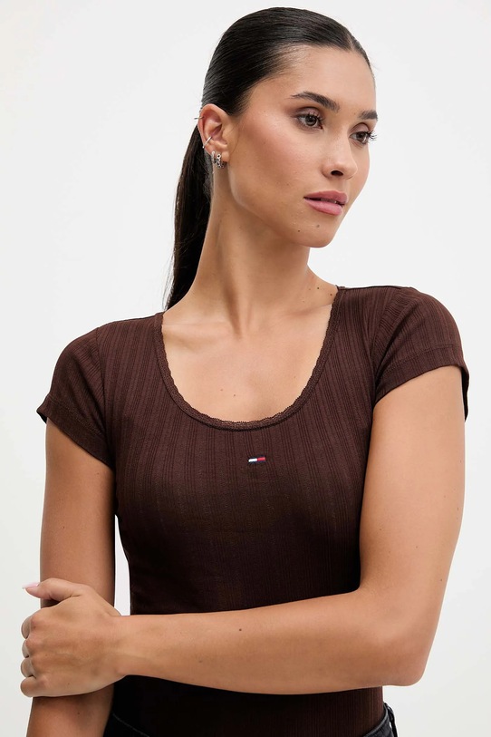 Tommy Jeans t-shirt brązowy DW0DW21570