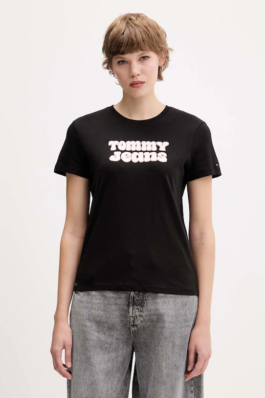 Tričko Tommy Jeans potlač čierna DW0DW21956
