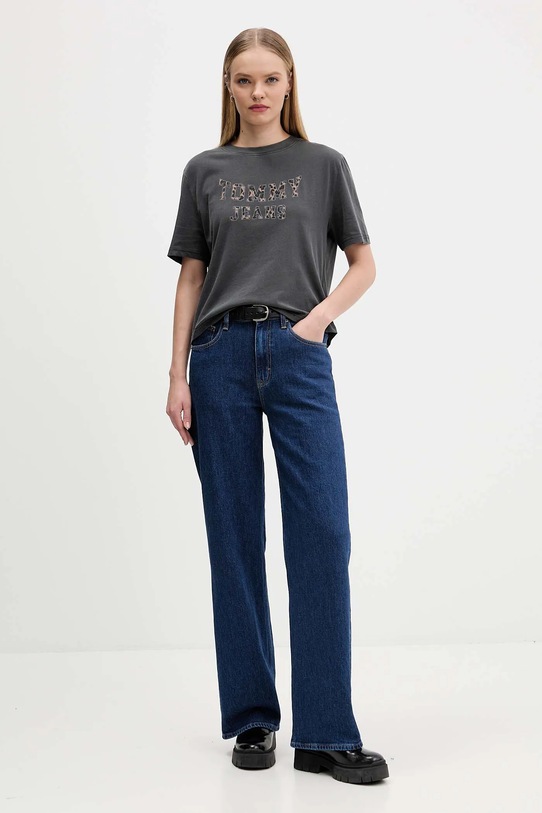 Tommy Jeans t-shirt bawełniany DW0DW21957 szary AW25