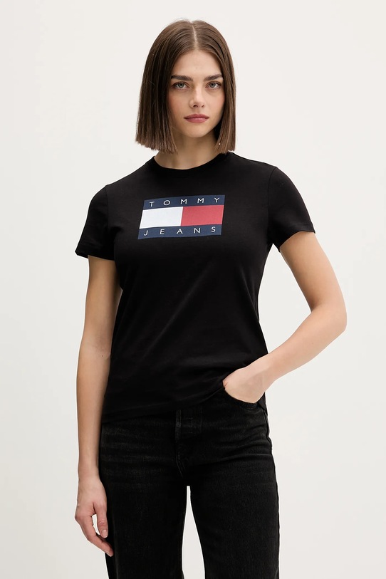 Tommy Jeans t-shirt bawełniany nadruk czarny DW0DW22562