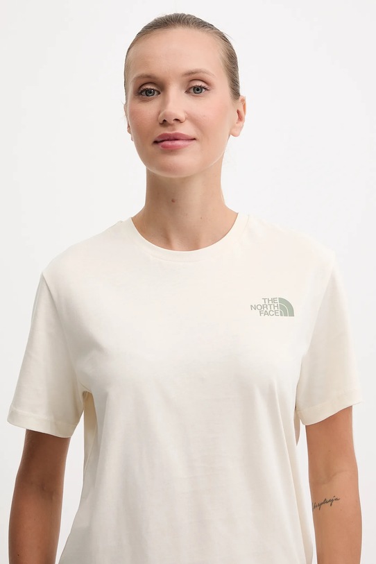 Βαμβακερό μπλουζάκι The North Face μπεζ NF0A87NKEBE1
