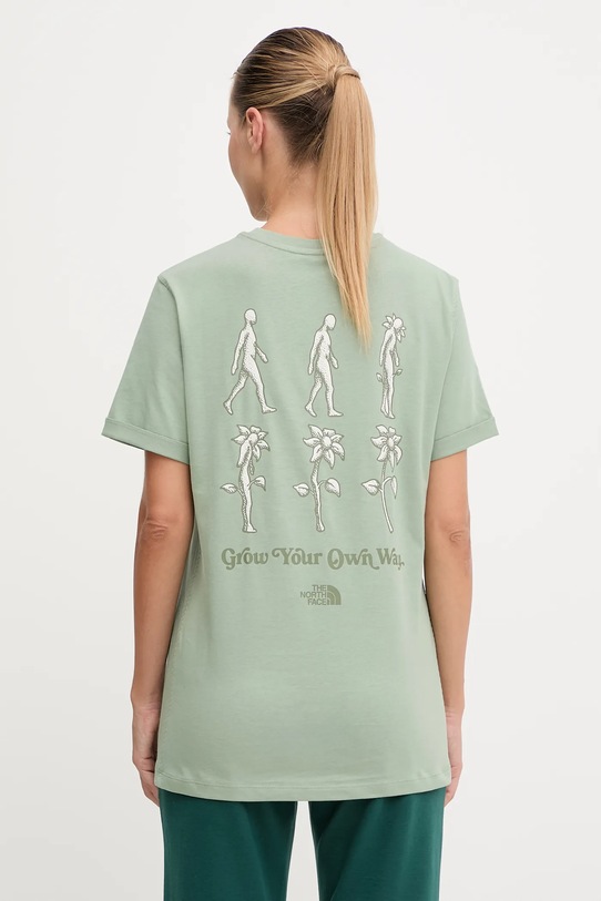 The North Face tricou din bumbac Connect Relaxed print verde NF0A8E41BQ11