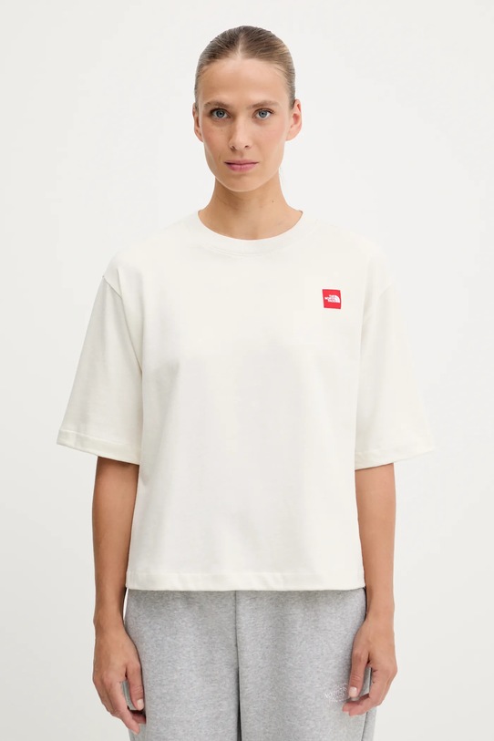 Bombažna kratka majica The North Face Redbox Okrogel bež NF0A8EG6QLI1