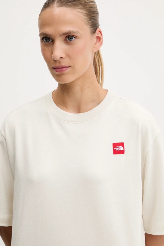 Bombažna kratka majica The North Face Redbox bež NF0A8EG6QLI1