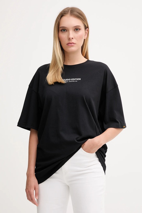 Odzież Alpha Industries t-shirt bawełniany 156062.03 czarny