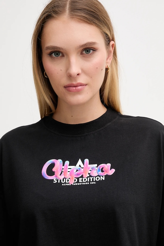 Alpha Industries t-shirt bawełniany czarny 258064.03