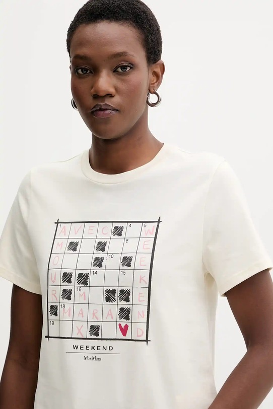 Weekend Max Mara tricou din bumbac CLOWN bej 2525976012600