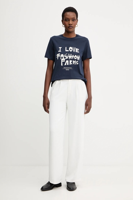 Bavlnené tričko Weekend Max Mara CLOWN 2525976012600 tmavomodrá AW25