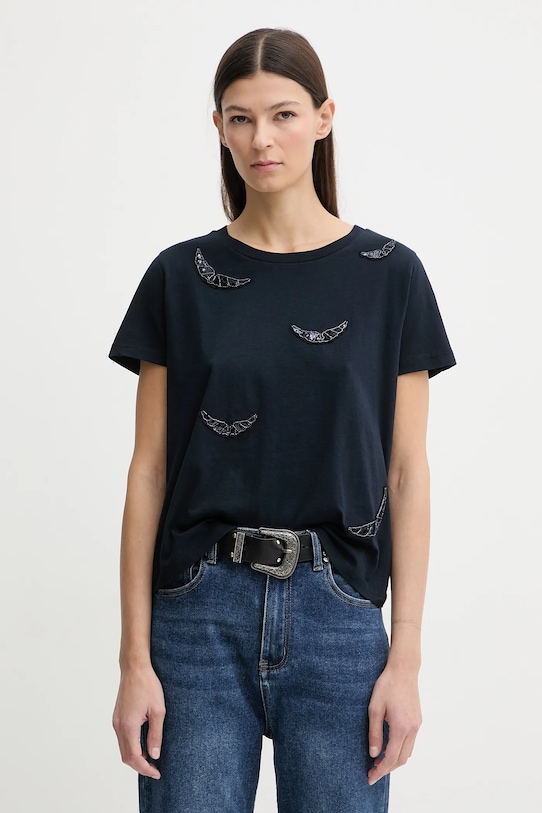 ZADIG&VOLTAIRE t-shirt bawełniany regular granatowy JWTS02821