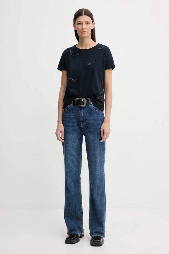 ZADIG&VOLTAIRE t-shirt bawełniany JWTS02821 granatowy AW25