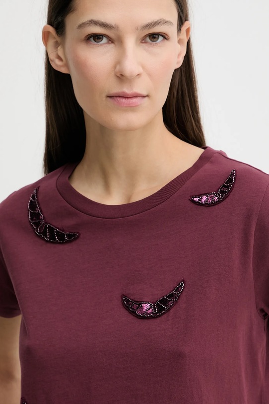 ZADIG&VOLTAIRE t-shirt bawełniany bordowy JWTS02821