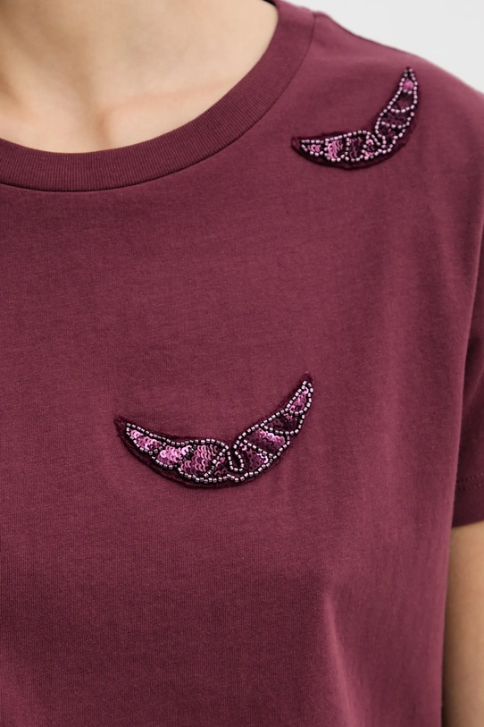 ZADIG&VOLTAIRE t-shirt bawełniany JWTS02821 bordowy