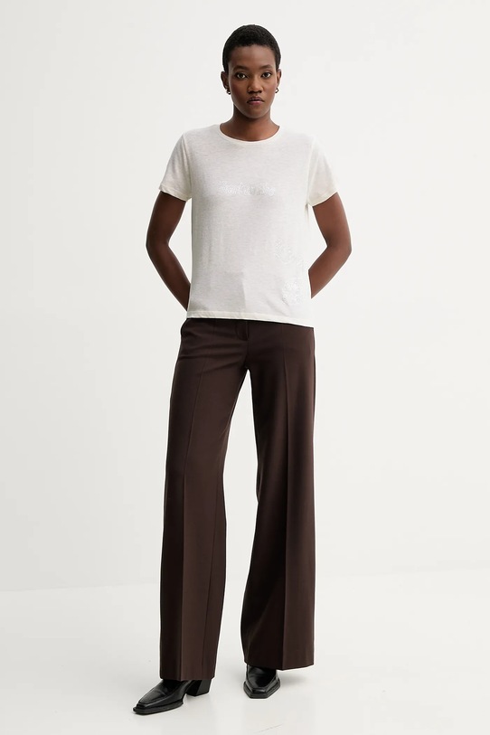 Majica kratkih rukava s dodatkom lana ZADIG&VOLTAIRE JWTS02818 bež AW25