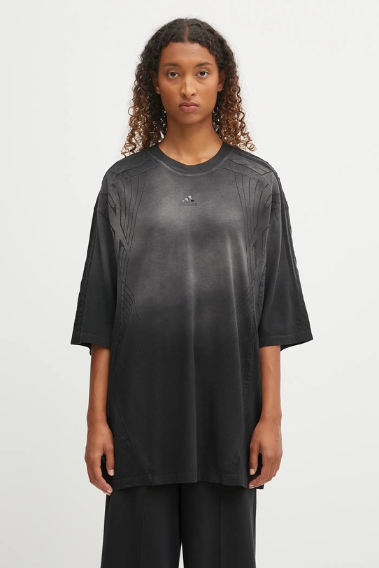 Βαμβακερό μπλουζάκι adidas Originals Oversized Tee χαλαρό μαύρο KE9809