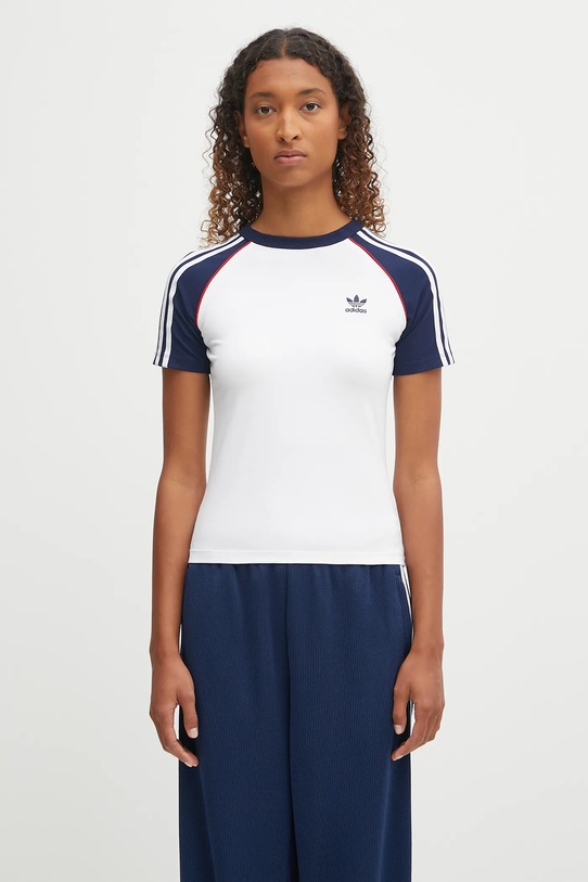 Tričko adidas Originals 3-Stripes Raglan Slim regular bílá JV7190