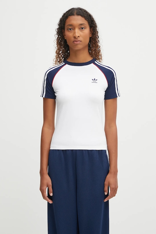 adidas Originals t-shirt 3-Stripes Raglan Slim regolare bianco JV7190