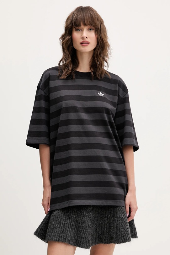 adidas Originals tricou din bumbac Striped Ss Tee curele negru KF2321