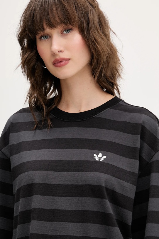 adidas Originals tricou din bumbac Striped Ss Tee negru KF2321