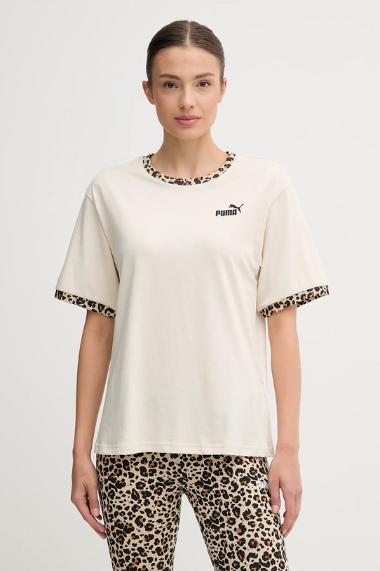 Puma t-shirt bawełniany aplikacja beżowy 688082.