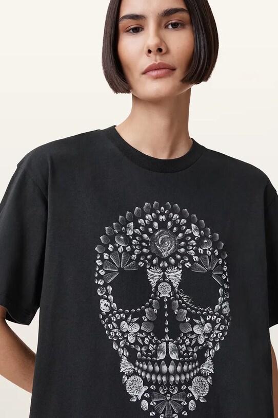 AllSaints t-shirt SHKULL W146JC czarny AW25