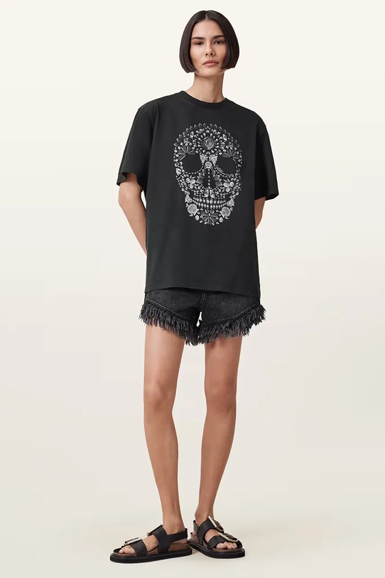 AllSaints t-shirt SHKULL czarny W146JC