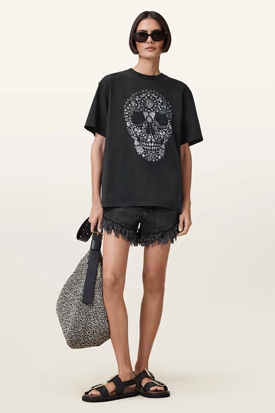 AllSaints t-shirt SHKULL W146JC czarny