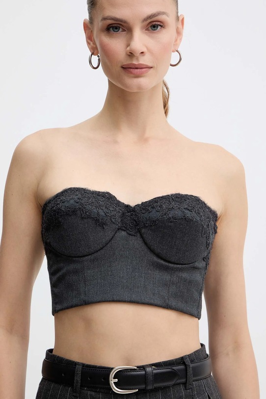 Ermanno Scervino top z dodatkiem wełny czarny D474Y313CJWR