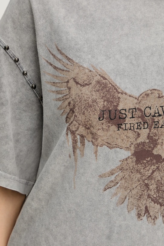 Just Cavalli t-shirt bawełniany 79PAHE05.CJW14 szary