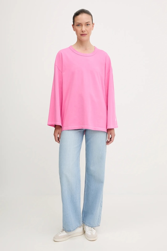 American Vintage longsleeve din bumbac FIZ02J roz AW25