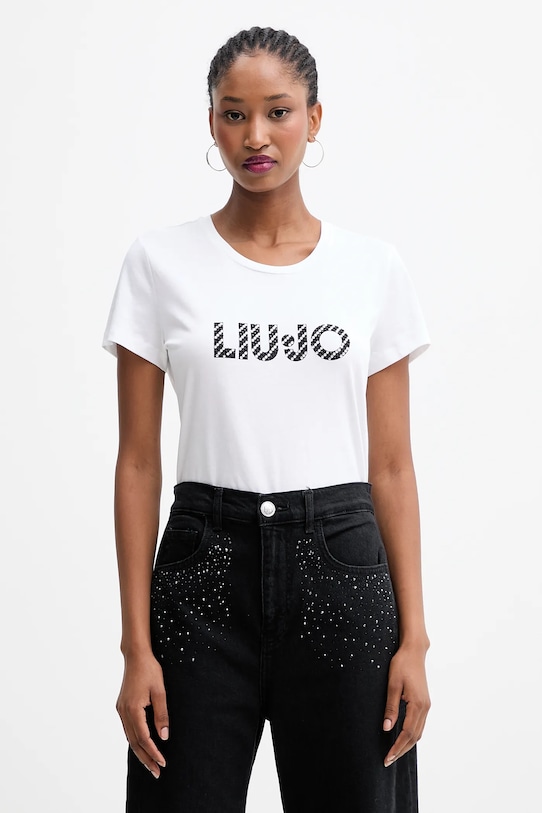 Liu Jo t-shirt bawełniany nadruk biały UF5266.JS904