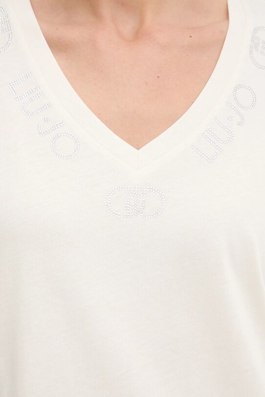 Liu Jo t-shirt bawełniany TF5143.JS003 beżowy