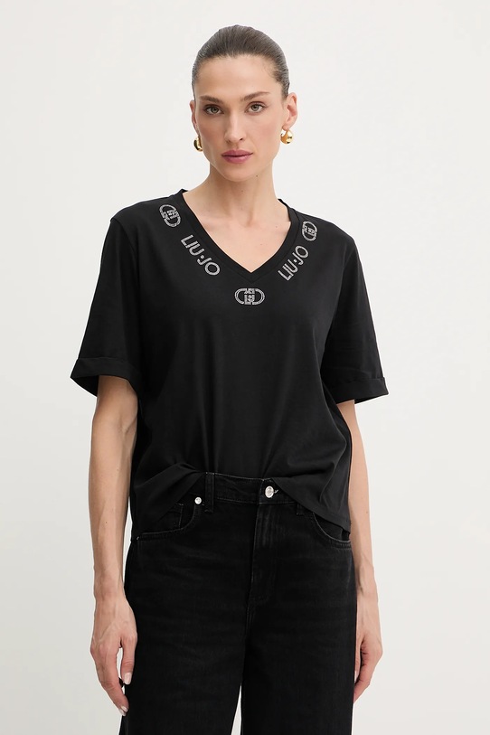 Liu Jo t-shirt bawełniany regular czarny TF5143.JS003
